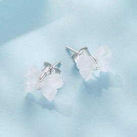 Shysnow Bow Earrings for Women 925 Sterling Silver Small Dainty White Bow Tie Ribbon Christmas Stud Earrings