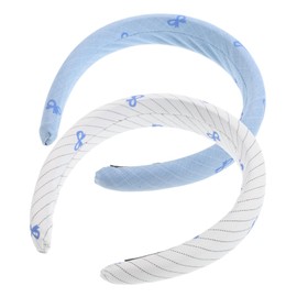 SAFIGLE 2pcs Bowknot Wide Headbands for Girls Striped Hair Accessories and Comfortable Hair Bands for Fashion Styles and Party Occasions