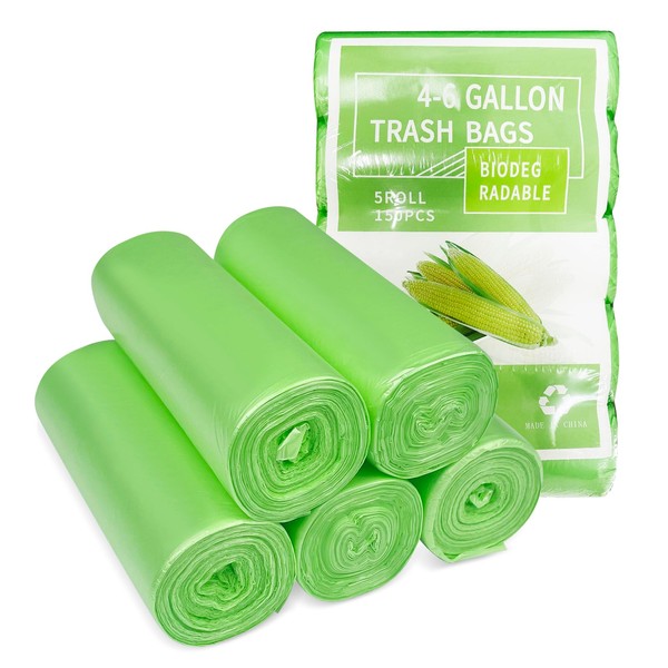 Tekenewbse Pack of 150 Organic Rubbish Bags, Bin Liners, 25 L, Organic Rubbish Bags, Compostable Bin Liners, Paper, Organic Rubbish Bags, Trash Bags (50 x 60 cm, Green)