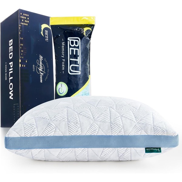 BETU Cooling Standard Pillow, Shredded Memory Foam Cool Pillow for