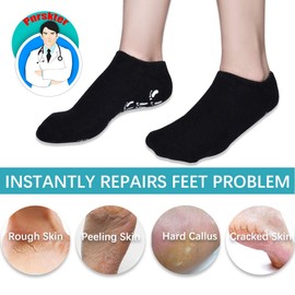 Pnrskter Moisturizing Socks, Gel Socks Soft Moisturizing Gel Socks, Gel Spa Socks for Repairing and Softening Dry Cracked Feet Skins (Men Size(Black))