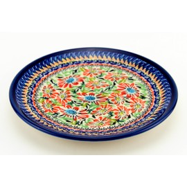 Polish Pottery Market Plate 7.5 Inch From Zaklady Ceramiczne Boleslawiec #Gu-814-312 Art Unikat Signature Pattern, 7.5 Inch Diameter