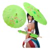 Grupo Carnavallia Sombrilla China Verde Madera Tela Bambú Boda Recuerdo