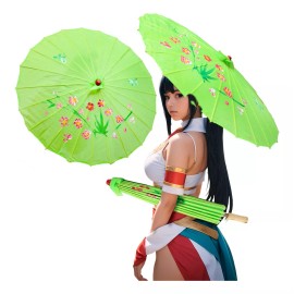 Grupo Carnavallia Sombrilla China Verde Madera Tela Bambú Boda Recuerdo Flores