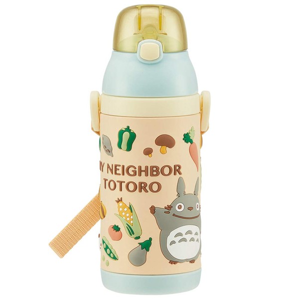 Skater SSPV4 Stainless Steel Children's Water Bottle, 12.8 fl oz (380 ml), Straw Drinking, 3D, My Neighbor Totoro, Light Color