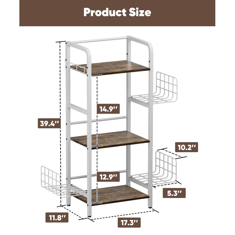 Tuohours 3-Tier Purse Organizer Rack, Iron & Wood Floor-Standing Bag
