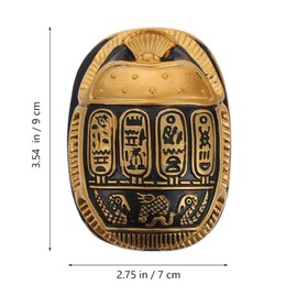 HOMSFOU Home Decoration Home Decoration Egypt Scarab Statues Resin Scarab Ornament Mini Egyptian Style for Car Table Shelf (Golden)