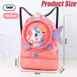 FaJoek Swimming Backpack Waterproof Children Children Gym Bag Waterproof Swimming Bags for Children Swimming Bag Children with Wet Compartment Backpack with Drawstring Children, pink