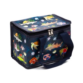 Puckator RPET Cool Bag Lunch Bag Marine Kingdom Themed - Made from Recycled Plastic Bottle - Insulated Lunch Bag for Women Men Children - Lunch Box Bag for Work & School - Beach Picnic Accessories