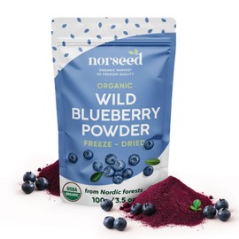 Norseed Wild Blueberry Powder Organic, No Added Sugar, USDA Certified, 3.5 Oz Bag Superfood, Freeze Dried Fruit Powder for Smoothies, Baking and Flavoring