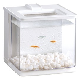 Gex Aquarium Easy Aqua White Easy Water Change Compact Aquarium Plant Rearing W 6.3 x D 6.7 x H 6.3 inches (16 x 17 x 16 cm), Approx. 0.7 gal (2.1 L)