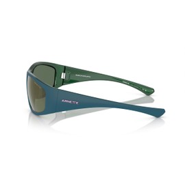 ARNETTE Man Sunglasses Matte Blue/Alumina Emerald Frame, Dark Green Mirror Petrol Lenses, 64MM