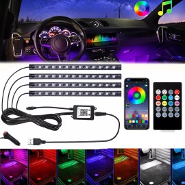 G4 AUTO LED Interior Light Kit 8 Color RGB Footwell Neon Strip Dual APP & Remote Control
