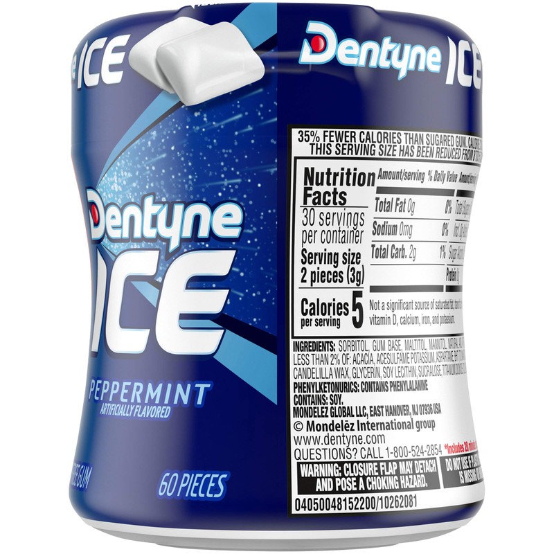 Dentyne Ice Peppermint Sugar Free Gum, 1 bottle (60 pieces)