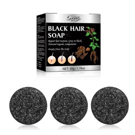 Gray Hair Reverse Bar, Black Soap for Grey Hair, Hair Darkening Soap-Deeply Nourishing Ingredients for Fast Black Hair (Silver, 3)