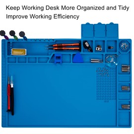 Premium Heat Resistant 932°F Blue Magnetic Repair Work Mat Large Silicone Soldering Mat for Soldering, Electronics, Computer Cellphone Repair, BGA Soldering Gun Iron Workbench Protection