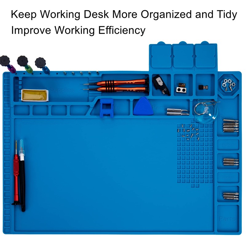 Premium Heat Resistant 932°F Blue Magnetic Repair Work Mat Large