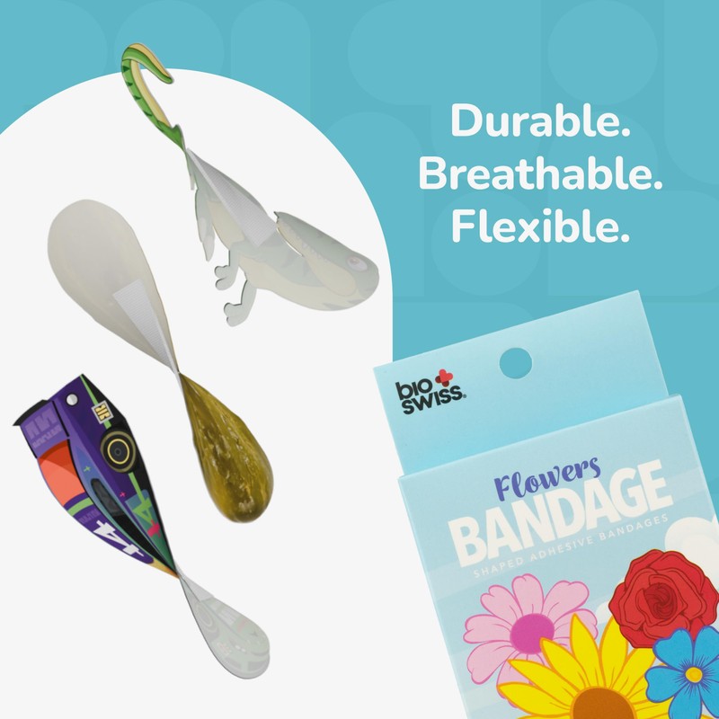 BioSwiss Bandages, Flowers Shaped Self Adhesive Bandage Set, Latex Free,