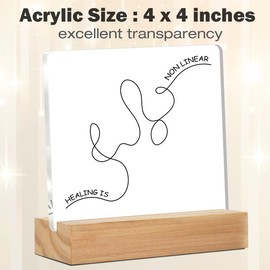 Mental Health Desk Decor, Psychology Desk Signs Healing is Not Linear Acrylic Desk Plaque Sign Home Therapy Office School Decoration 4 x 4 Inches