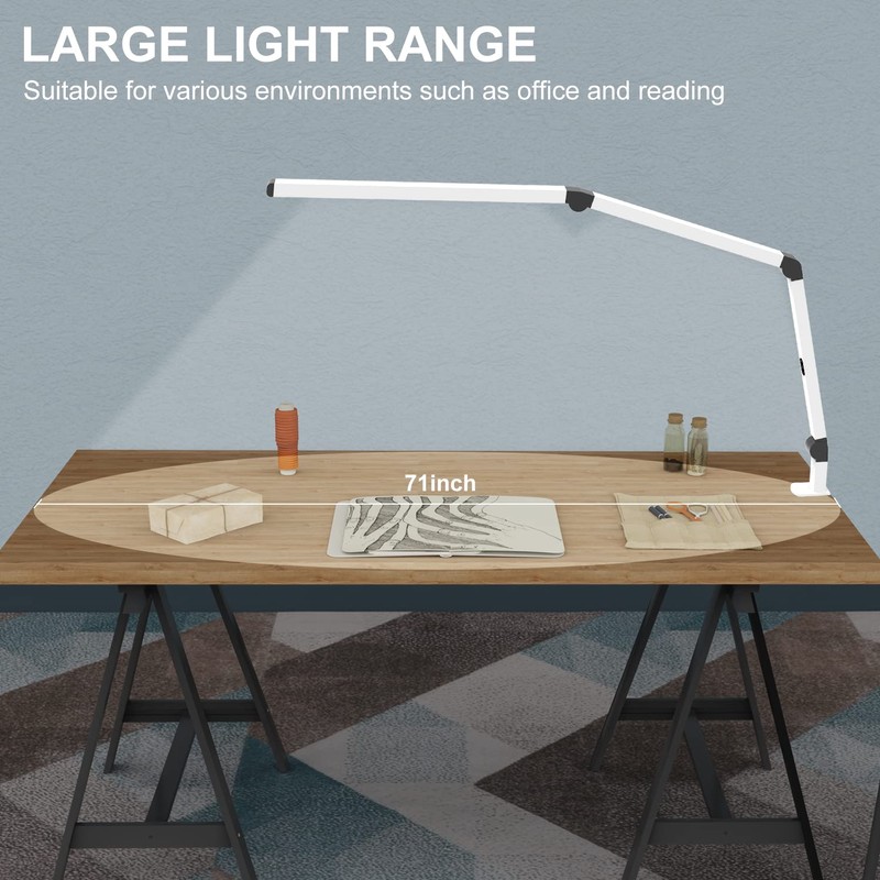 Micomlan LED Desk Lamp with Clamp, Dual Light Table Lamp