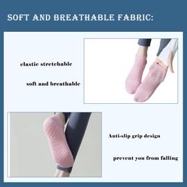 CHENYUOUYANG 5 Pairs Pilates Yoga Grip Socks,Non Slip Yoga Pilates Socks,Grip Yoga Socks Women,Non Slip Pilates Trainer Socks Yoga Socks For Women Non Slip Dance, Pilates,Yoga Non Slip Socks