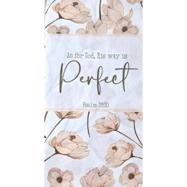 Pearls Of Parchment His Way Is Perfect Pretty Floral Scripture Napkins | 16 Count | 3 - Ply | Floral Design Bible Verse Napkins