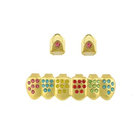 Gold Grills for Your Teeth for Men & Women,Hip Hop Gold Braces Single Teeth And American Style Hip Hop Braces 18K Plated