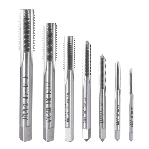 ATOPLEE 7pcs Metric HSS 6542 Left Hand Thread Tap Set,
