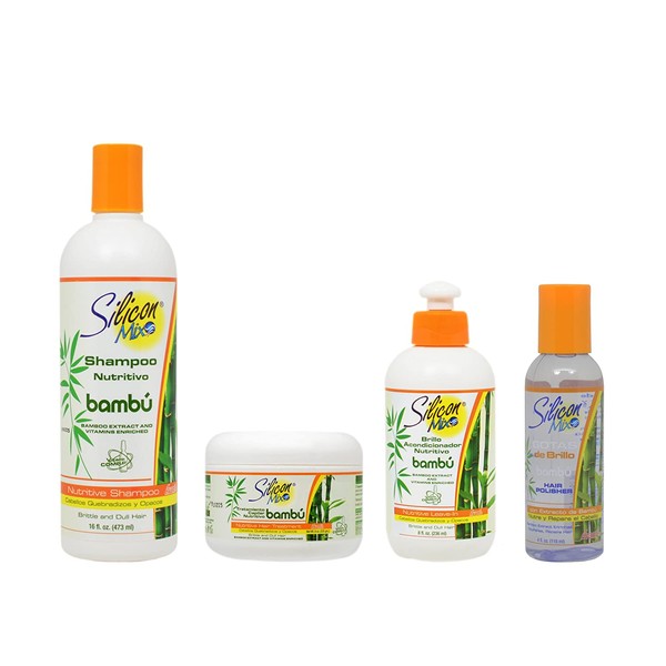 Silicon Mix Bambu Shampoo 16oz & Treatment & Leave-in 8oz & Polisher 4oz"Set"