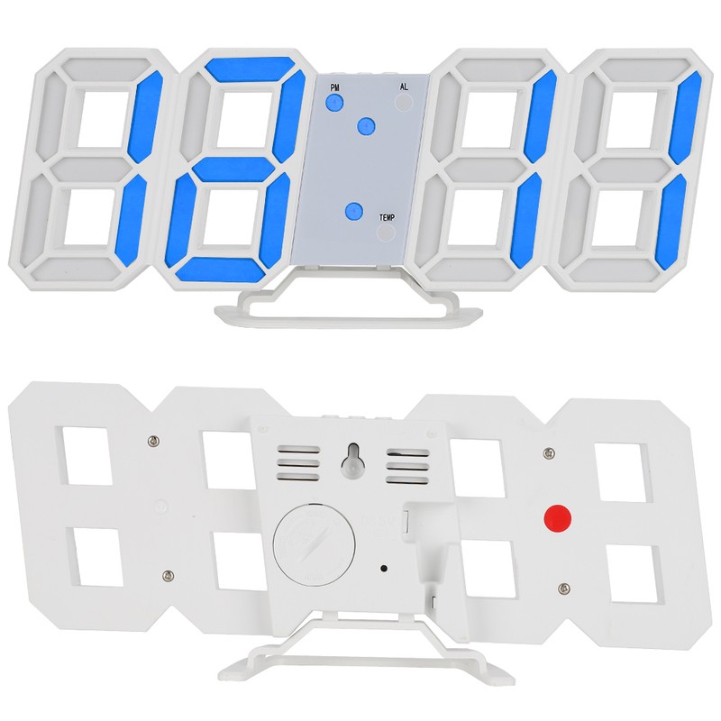 3D Digital LED Wall Clock Alarm Number Time Display USB