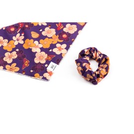 famjamjams Dog Bandana & Matching Scrunchie - Floral L/XL - Pet & Owner Matching Outfits, Polyester Spandex Fabric, Pet Bandana Scrunchie Combo