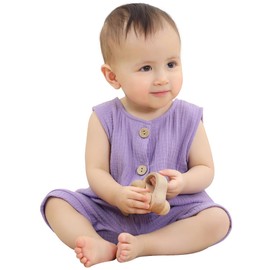 HAHASHOW Baby Bodysuit Romper Unisex 100% Cotton Short Sleeve Jumpsuit for Boys and Girls, 0-24 Months, purple