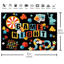 Aperturee 7x5ft Game Night Backdrop Game Party Decorations Chess Card Photograhy Background Playing Card Party Supplies Gamble Gaming Kids Adults Birthday Party Photo Booth Props
