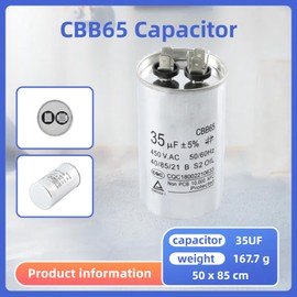 EC Buying 35UF ±5% CBB65 Capacitor 450VAC Round Run Start Capacitor 450V for AC Motor Fan Air Condition Air Compressor Start Heat Pump Capacitors