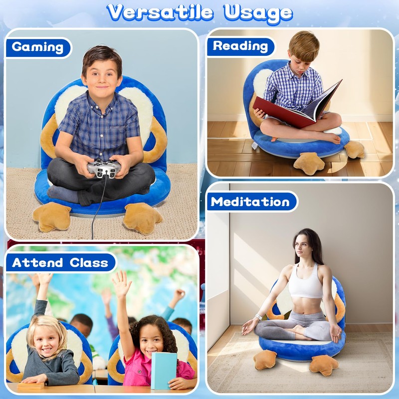 Floor Chair for Kids, Penguin Floor Seating with Back Support
