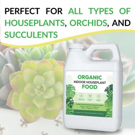 Organic Indoor Houseplant Food - Use on All Live Indoor Plants, Orchids, and Succulents | Concentrated Liquid Fertilizer Alternative (32oz, Mixes to 32 Gallons)