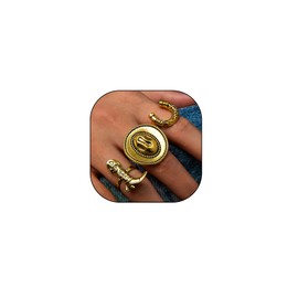 Navirix Vintage Western Cowboy Rings,Gold Cowgirl Boot Hat Stack Knuckle Rings for Women,Chunky Ethnic Country Concert Jewerly Accessories (Golden)
