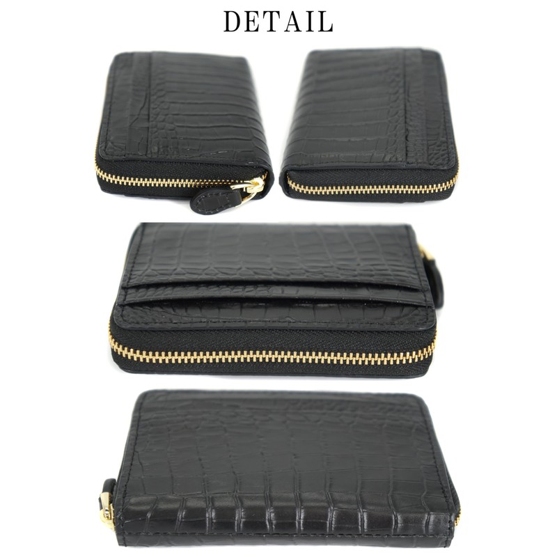 [Italian Leather] Croco Embossed Coin Case with Card Slot, Luxury,