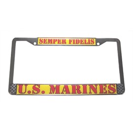 US Marine Corps Semper Fidelis Auto License Plate Chrome Frame USMC