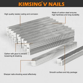KIMSING 7mm Leg Length V Nails, 4000PCS/Box, Hard Wood Type Wood Joining Nails, for V1015 Picture Frame Nailer Gun, Framing Joiner, V-Nailer