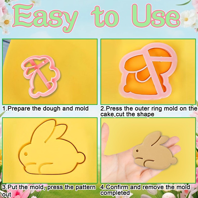 YeahBoom Set of 8 Easter cookie cutters, plastic cookie cutters,