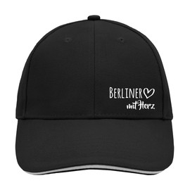 HUURAA Cappy Berliner Hat with Heart Unisex Cap Black/Light Grey with Motif for the Greatest People Gift Idea for Friends and Family, Black/Light Grey