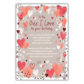 IC&G One I Love Birthday Card - Happy Birthday Card with Sentimental Poem and Love Hearts Design with Foil Details - Birthday Card for Women, Men