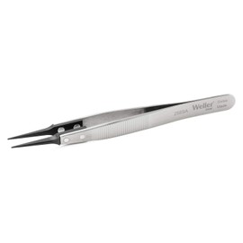 Weller Erem 258SA Precision Tweezers with Pointed Synthetic Tips and Serrated Finger Grips for Secure Handling, 120mm