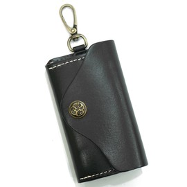 NM Element Men's Vintage Trifold Key Case, Genuine Leather, Carabiner, leather black