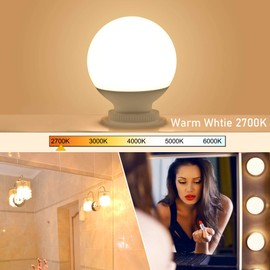 winshine G25 LED Bulb Globe Shape E26 Medium Screw Base, 5W 60W Equivalent 8 Pack LED Vanity Light 2700K Warm White Idear for Bathroom Vanity Makeup Mirror, Bedroom Lights,500LM, Non-dimmable