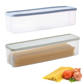 DUOHERESHUI 2 Pieces Plastic Pasta Box Noodle Storage, Spaghetti Noodle Storage Boxes with Lid, Kitchen Food Storage Boxes for Pasta, Spaghetti, Cereals (2 Colours)