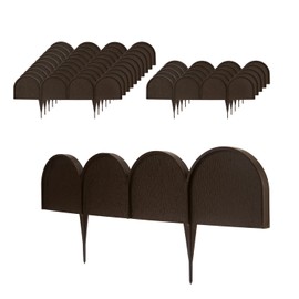 Evelyne Garden Border Edging in Half Round (Semicircle) Arched Design - 15pcs Brown Yard Landscaping Fence Liner Lawn Edge Barrier - 20ft. Kit of Decorative Lawn Landscape Panels Elements