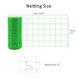Toolazy Plastic Green Trellis Netting Roll 59''x328' Heavy-Duty Garden Netting for Climbing Plants,Garden Melons Vegetables, Grape Racks, Hydroponic