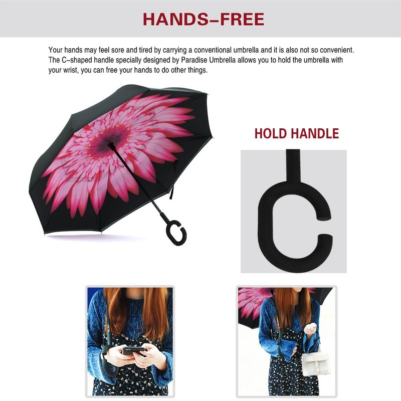 SIEPASA Spar. Saa Double Layer Inverted Umbrella with C-Shaped Handle,